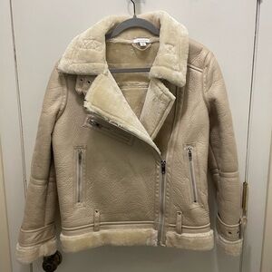 Topshop Cream Shearling Coat